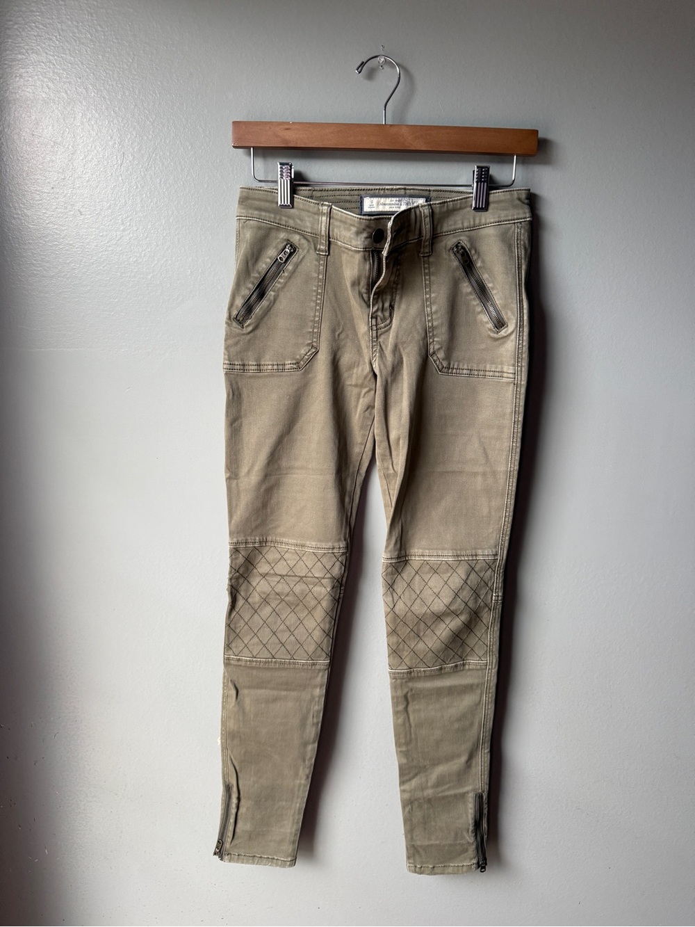 Abercrombie & Fitch Khaki Moto Skinny Pants Size 0 / 25